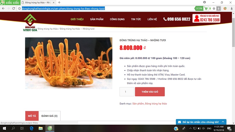 Đông trùng Hạ thảo Vinh Gia: Một số dấu hiệu vi phạm ghi nhãn và quảng cáo(!?)